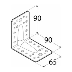 20 Équerres Renforcées Kpl1 - 90X90X65X2.0 mm - D-Work