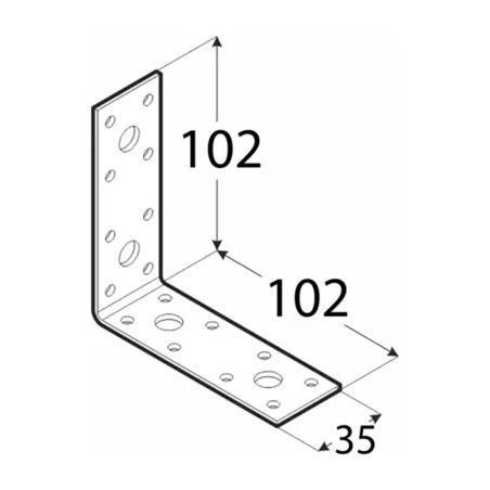 20 Équerres KL6 102x102x35x2,5 mm - Acier - Fixation Robuste - D-Work
