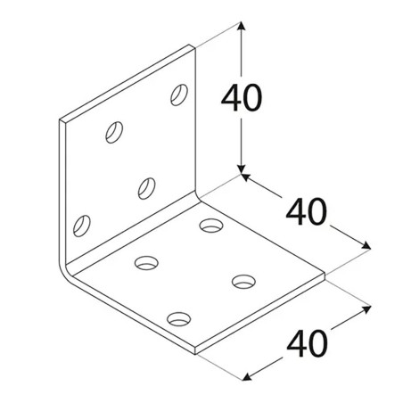 50 Équerres Perforées Km1 - 40X40X40X2.0 mm - D-Work