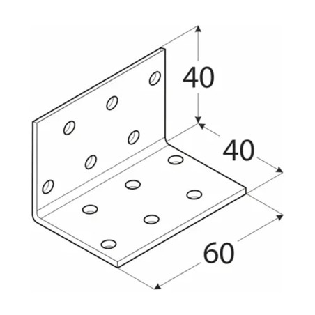 50 Équerres Perforées Km2 - 40X40X60X2.0 mm - D-Work