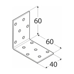 20 Équerres Perforées Km3 - 60X60X40X2.0 mm - D-Work