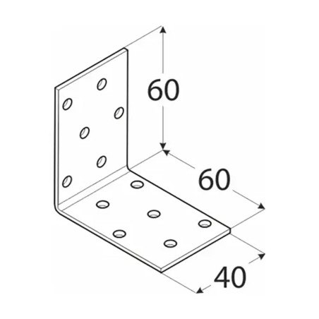 20 Équerres Perforées Km3 - 60X60X40X2.0 mm - D-Work
