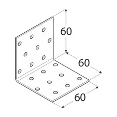 20 Équerres Perforées Km4 - 60X60X60X2.0 mm - D-Work