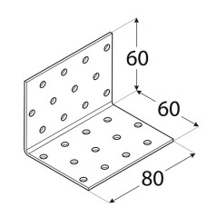20 Équerres Perforées Km5 - 60X60X80X2.0 mm - D-Work