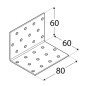 20 Équerres Perforées Km5 - 60X60X80X2.0 mm - D-Work 20 Équerres Perforées Km5 - 60X60X80X2.0 mm - D-Work