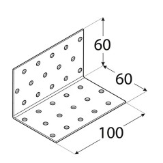 20 Équerres Perforées Km6 - 60X60X100X2.0 mm - D-Work