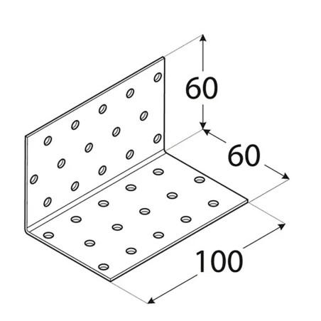 20 Équerres Perforées Km6 - 60X60X100X2.0 mm - D-Work
