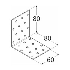 20 Équerres Perforées Km8 - 80X80X60X2.0 mm - D-Work