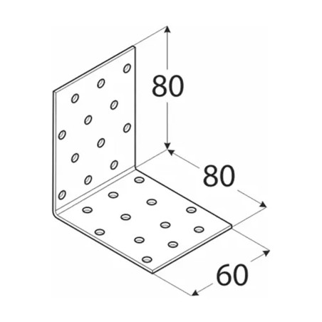 20 Équerres Perforées Km8 - 80X80X60X2.0 mm - D-Work