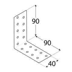 20 Équerres Perforées Km16 - 90X90X40X2.0 mm - D-Work