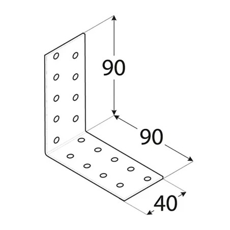 20 Équerres Perforées Km16 - 90X90X40X2.0 mm - D-Work