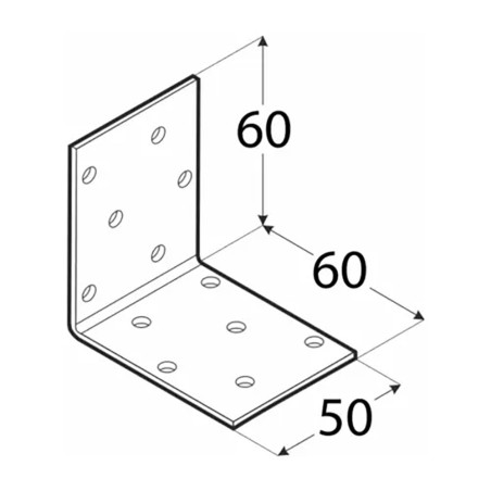 20 Équerres Perforées Km18 - 60X60X50X2.0 mm - D-Work