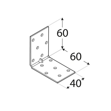 20 Équerres Perforées Renforcées Kmp 4 - 60X60X40X1.5 mm - D-Work