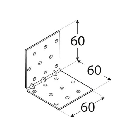 20 Équerres Perforées Renforcées Kmp 5 - 60X60X60X1.5 mm - D-Work
