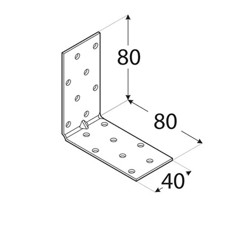 20 Équerres Perforées Renforcées Kmp 7 - 80X80X40X1.5 mm - D-Work
