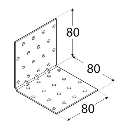 20 Équerres Perforées Renforcées Kmp 9 - 80X80X80X1.5 mm - D-Work