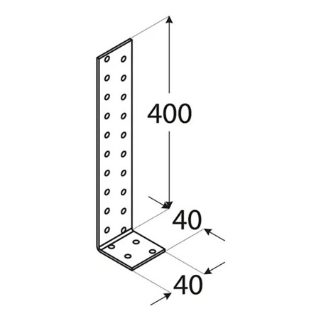 20 Équerres d’Ancrage KK3 400x40x40x2 mm - Acier - Fixation Robuste - D-Work
