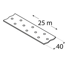 Bande de Fixation Perforée 40x2 mm - 25 M - Acier Zingué - Polyvalente et Résistante - D-Work