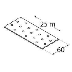 Bande de Fixation Perforée 25 M 60x2 mm - Acier Zingué - Usage Bricolage - D-Work