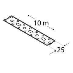 Bande de Fixation Perforée 25x1,5 mm - 10 M - Acier Zingué - D-Work