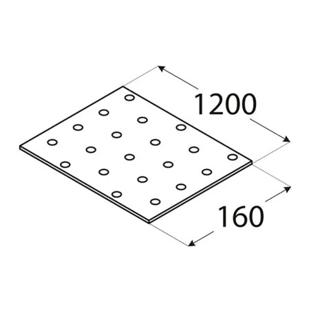 Plaque Perforée 160x1200x2 mm - Acier - Usage Bricolage - D-Work
