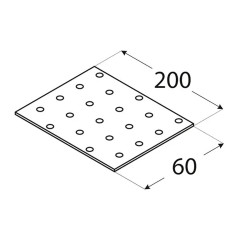 20 Plaques Perforées PP7 200x60x2 mm - Acier - Usage Bricolage - D-Work
