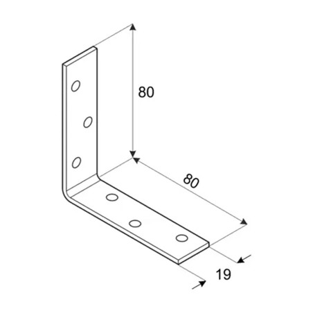 20 Équerres Étroites Kw 80 - 80X80X19X2.0 mm - D-Work