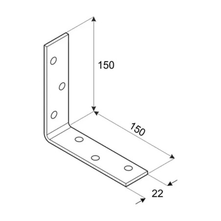 20 Équerres Étroitess 150x150x22x2 mm - Acier - Fixation Robuste - D-Work