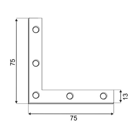 50 Équerres Plates Na 75 - 75X75X13X2.0 mm - D-Work
