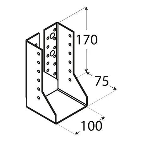 10 Sabots de Solive Pliés 100x170x2 mm - Acier - Fixation Solide - D-Work