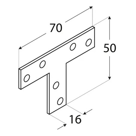50 Connecteurs Type T 70x50x16x2 mm - Acier - Fixation Solide - D-Work
