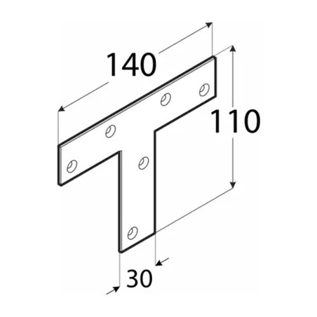 10 Connecteurs Type T 140x110x30x2 mm - Acier - Fixation Solide - D-Work