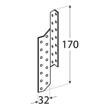20 Connecteurs de Chevron Gauche 32x170x2 mm - Acier - Fixation Robuste - D-Work