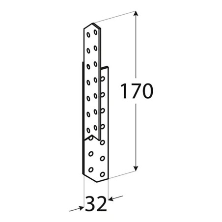 20 Connecteurs de Chevron Droit 32x170x2 mm - Acier - Fixation Robuste - D-Work