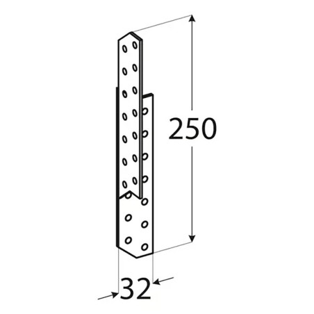 20 Connecteurs de Chevron Droit 32x250x2 mm - Acier - Fixation Robuste - D-Work