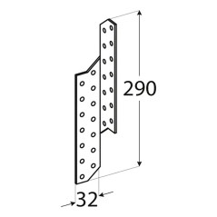 20 Connecteurs de Chevron Gauche 32x290x2 mm - Acier - Fixation Robuste - D-Work