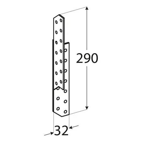 20 Connecteurs de Chevron Droit 32x290x2 mm - Acier - Fixation Robuste - D-Work