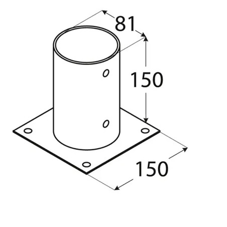 Pied De Poteau Circulaire 81x150x2 Mm - Acier - Fixation Robuste - D-Work