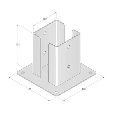 Support De Poteau Pspd 100 - 101X150X2.5 mm Galvanisé À Chaud - D-Work