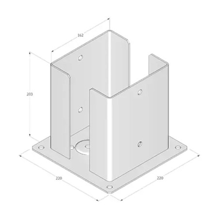 Support De Poteau Pspd 160 - 161X200X3.0 mm Galvanisé À Chaud - D-Work