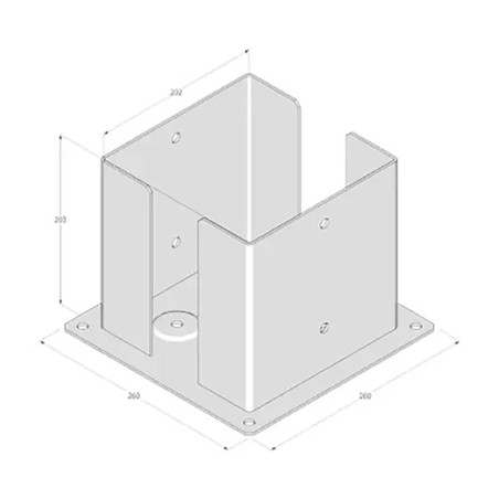 Support De Poteau Pspd 200 - 201X200X3.0 mm Galvanisé À Chaud - D-Work