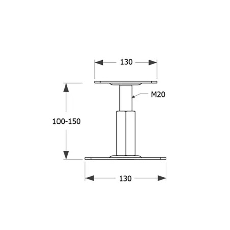 4 Pcs Support De Poteau Réglable 130x130x100-150 mm M20 - D-Work