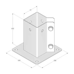 Support De Poteau Pspa 75 - 76X150X2.0 mm - D-Work