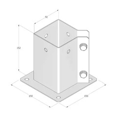 Support De Poteau Pspa 90 - 91X150X2.0 mm - D-Work