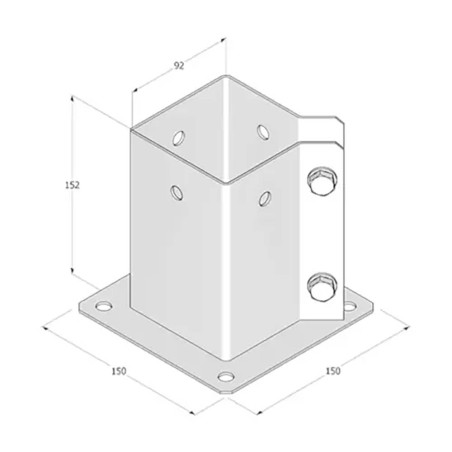 Support de Poteau PSPA 91x150x2 mm - Acier - Fixation Robuste - D-Work