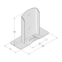 Support de Poteau PSD 91x150x2 mm - Acier Zingué - Fixation Robuste - D-Work