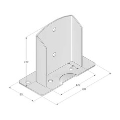 Support de Poteau PSD 121x150x2,5 mm - Acier - Fixation Robuste - D-Work