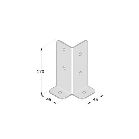 4 Supports De Poteau PSB 45x45x170x2 mm - Acier - Fixation Robuste - D-Work