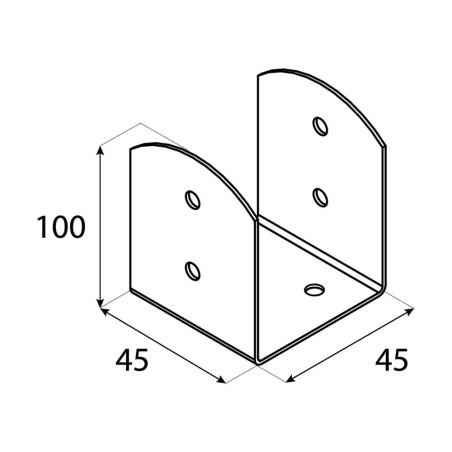 4 Pieds De Poteau Psol 45 Support - 45X45X100X2.0 mm - D-Work