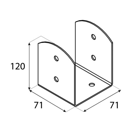 4 Pieds De Poteau Psol 70 Support - 71X71X120X2.5 mm - D-Work